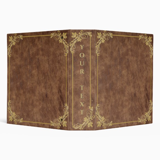 Worn Leather and Antique Gold Frame 3 Ring Binder (Background)