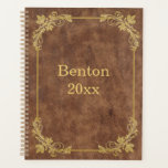 Worn Leather with Gold Frame Planner