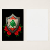 Worn Lebanese Flag Shield with Red Roses (Front & Back)