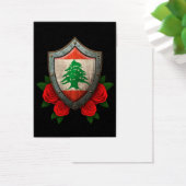 Worn Lebanese Flag Shield with Red Roses (Desk)