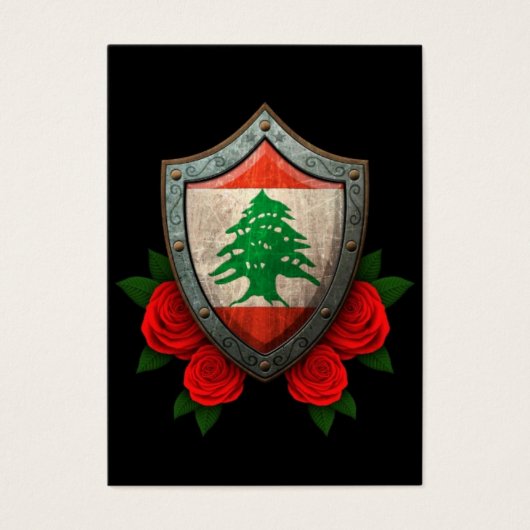 Worn Lebanese Flag Shield with Red Roses (Front)