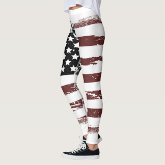 Worn Look Faded USA Flag Leggings