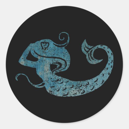 Worn Mermaid Classic Round Sticker