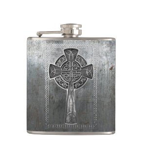 Worn Metal Cross Flask