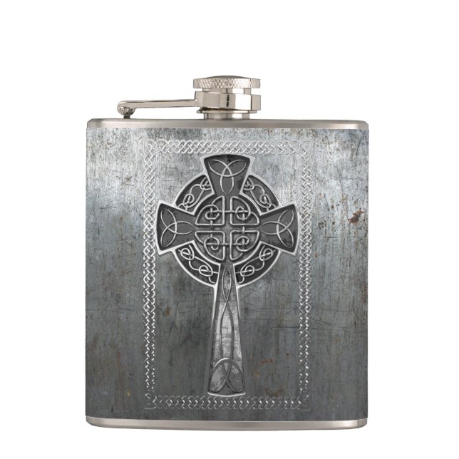 Worn Metal Cross Flask (Front)