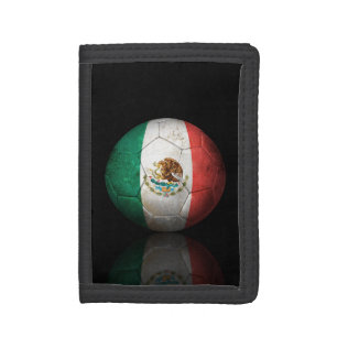 Worn Mexican Flag Football Soccer Ball Trifold Wallet