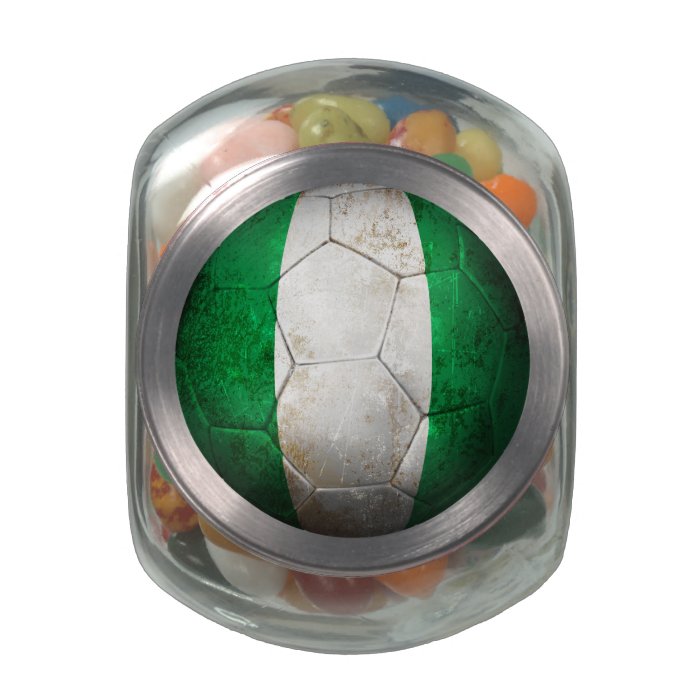 Worn Nigerian Flag Football Soccer Ball Glass Jar