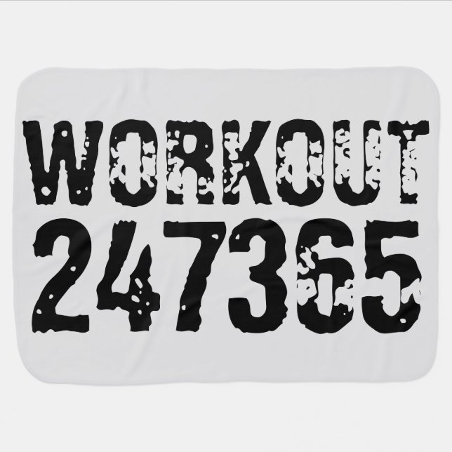 Worn out and scratched text Workout 247365 black Baby Blanket (Horizontal)