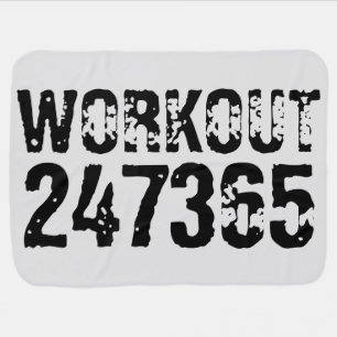 Worn out and scratched text Workout 247365 black Baby Blanket