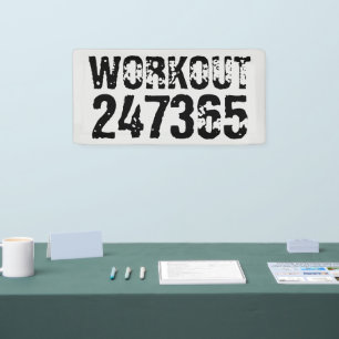 Worn out and scratched text Workout 247365 black Banner