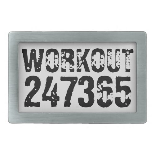 Worn out and scratched text Workout 247365 black Belt Buckle