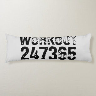 Worn out and scratched text Workout 247365 black Body Pillow