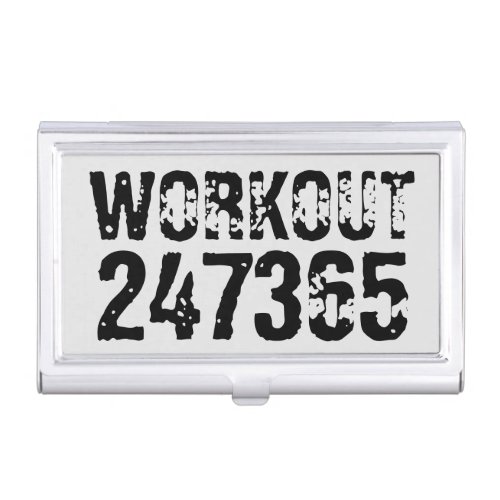 Worn out and scratched text Workout 247365 black Business Card Case