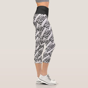 Worn out and scratched text Workout 247365 black Capri Leggings