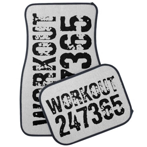 Worn out and scratched text Workout 247365 black Car Floor Mat