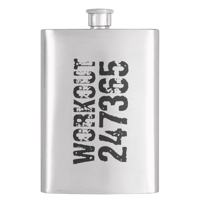 Worn out and scratched text Workout 247365 black Flask (Front)