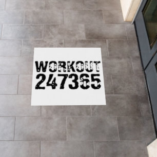 Worn out and scratched text Workout 247365 black Floor Decals