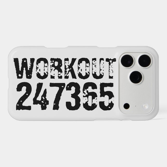 Worn out and scratched text Workout 247365 black iPhone Case (Back Horizontal)