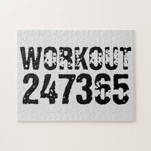 Worn out and scratched text Workout 247365 black Jigsaw Puzzle
