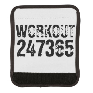 Worn out and scratched text Workout 247365 black Luggage Handle Wrap