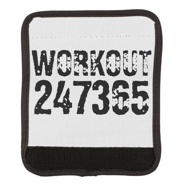 Worn out and scratched text Workout 247365 black Luggage Handle Wrap (Front)