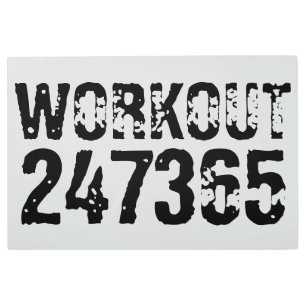 Worn out and scratched text Workout 247365 black Metal Print