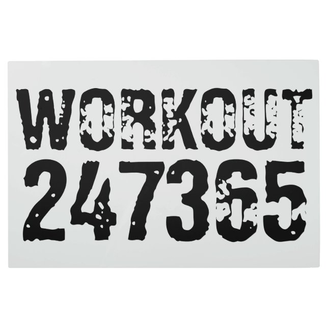 Worn out and scratched text Workout 247365 black Metal Print (Front)