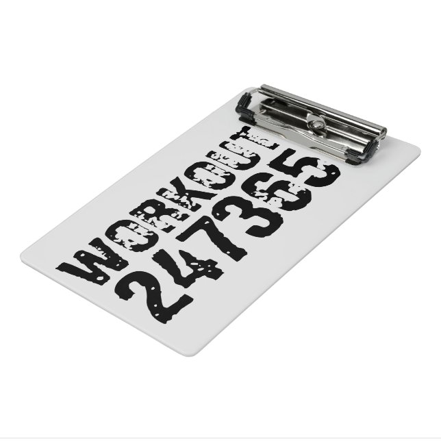 Worn out and scratched text Workout 247365 black Mini Clipboard (Angled3)