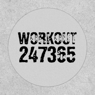 Worn out and scratched text Workout 247365 black Patch