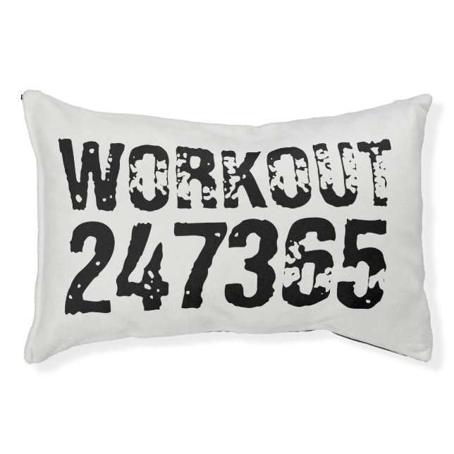 Worn out and scratched text Workout 247365 black Pet Bed (Front)