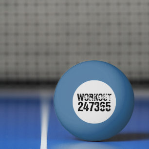Worn out and scratched text Workout 247365 black Ping Pong Ball