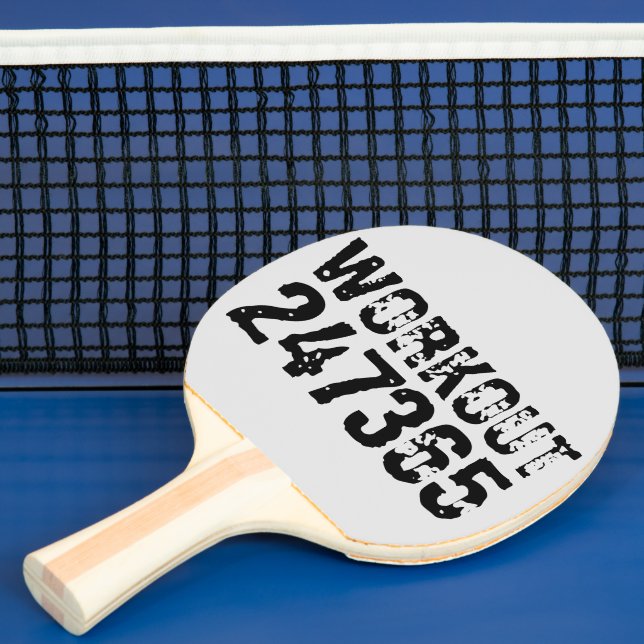 Worn out and scratched text Workout 247365 black Ping Pong Paddle (Insitu)