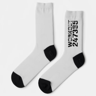 Worn out and scratched text Workout 247365 black Socks