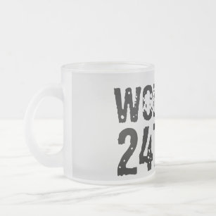 Worn out and scratched text Workout 247365 black Frosted Glass Coffee Mug