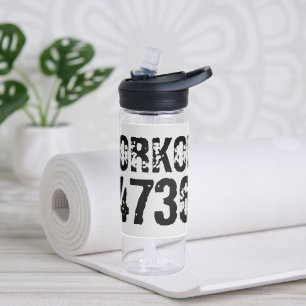 Worn out and scratched text Workout 247365 black Water Bottle