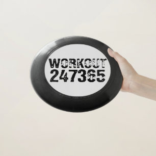 Worn out and scratched text Workout 247365 black Wham-O Frisbee
