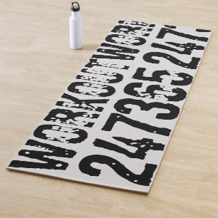 Worn out and scratched text Workout 247365 black Yoga Mat
