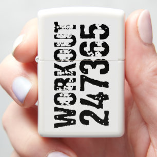 Worn out and scratched text Workout 247365 black Zippo Lighter
