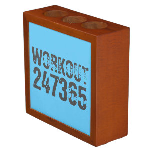 Worn out and scratched text Workout 247365 blue Desk Organizer