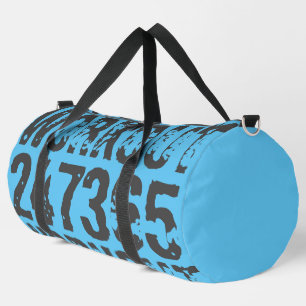 Worn out and scratched text Workout 247365 blue Duffle Bag