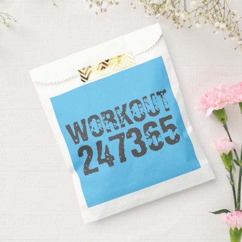 Worn out and scratched text Workout 247365 blue Favor Bag