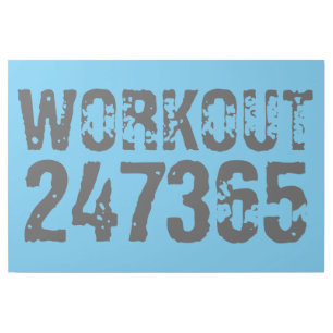 Worn out and scratched text Workout 247365 blue Gallery Wrap