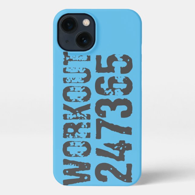 Worn out and scratched text Workout 247365 blue iPhone Case (Back)