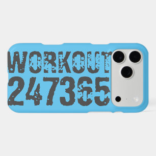 Worn out and scratched text Workout 247365 blue iPhone 17 Pro Max Case