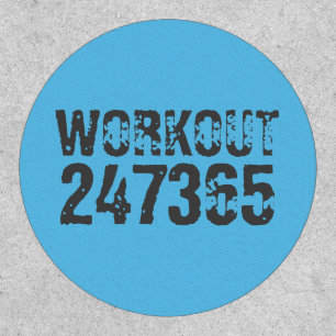 Worn out and scratched text Workout 247365 blue Patch