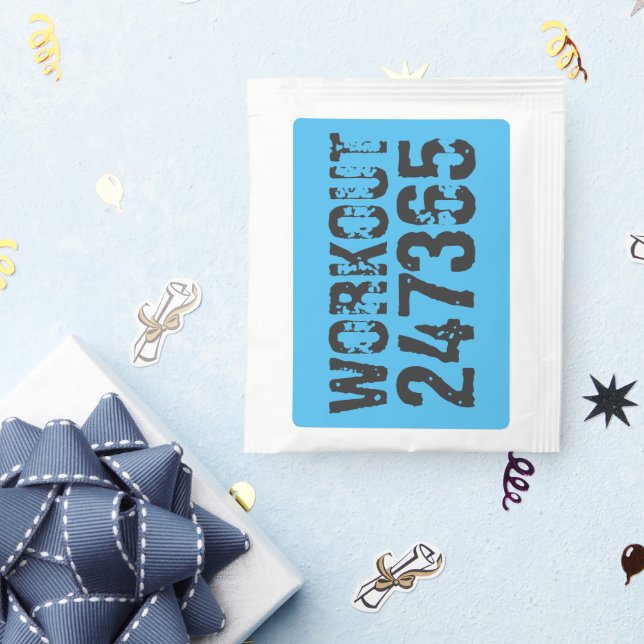 Worn out and scratched text Workout 247365 blue Tea Bag Drink Mix (Packets)