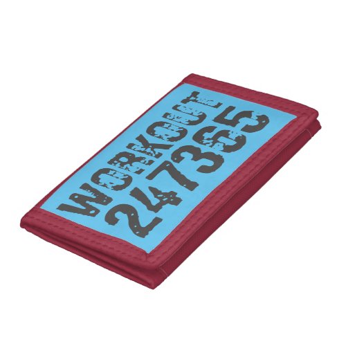 Worn out and scratched text Workout 247365 blue Trifold Wallet