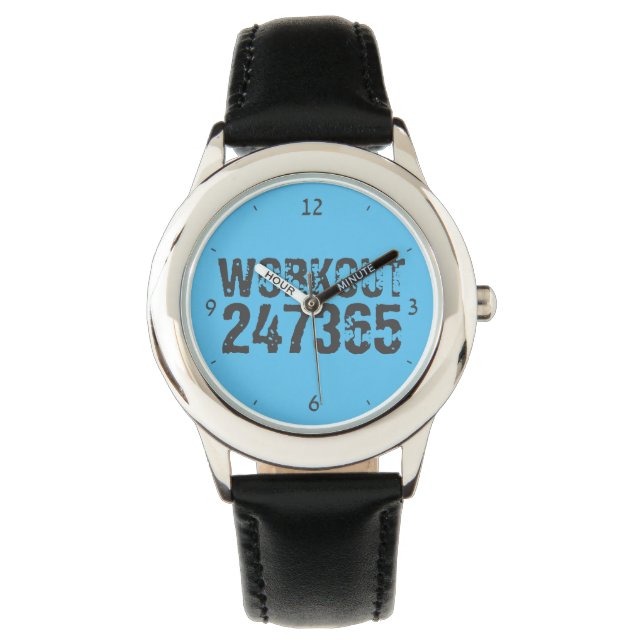 Worn out and scratched text Workout 247365 blue Watch (Front)