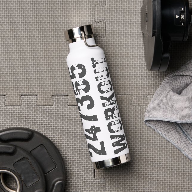 Worn out and scratched text Workout 247365 blue Water Bottle (Gym)