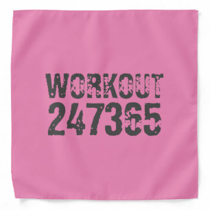 Worn out and scratched text Workout 247365 pink Bandana